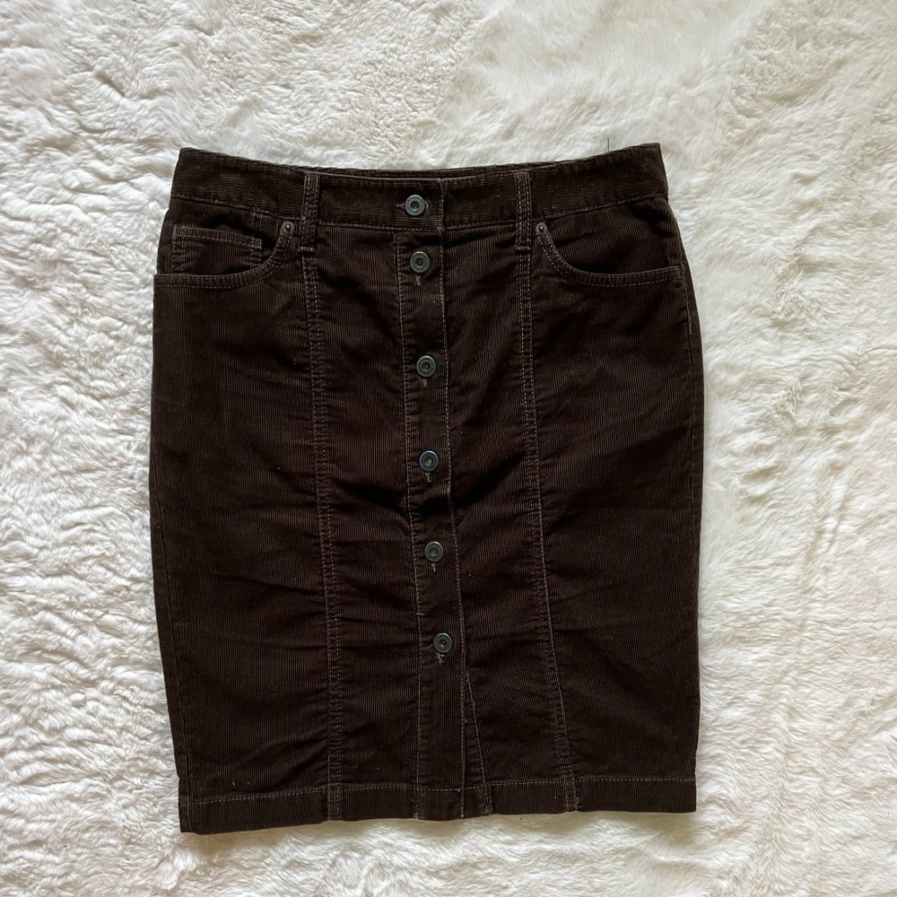corduroy button down skirt